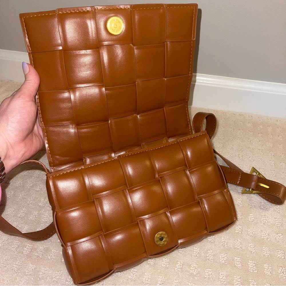 Amazon Brown Woven Leather Crossbody Bag - Picture 7 of 15